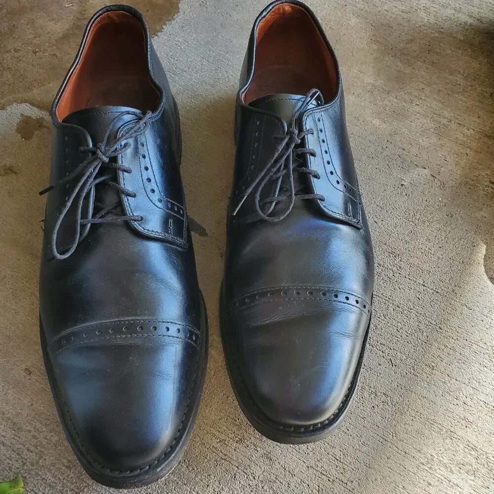 Allen Edmonds Clifton Men's Size 11.5 Black Leather Cap Toe Oxfords Dress Shoes